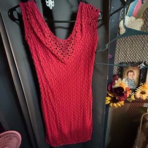 Free People Vibrant Red Crochet Dress